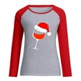 thumbnail image 4 of Camiseta informal de manga larga con cuello redondo y estampado navideño de retazos de primavera para mujer Fridja  bvmnju1694, 4 of 6