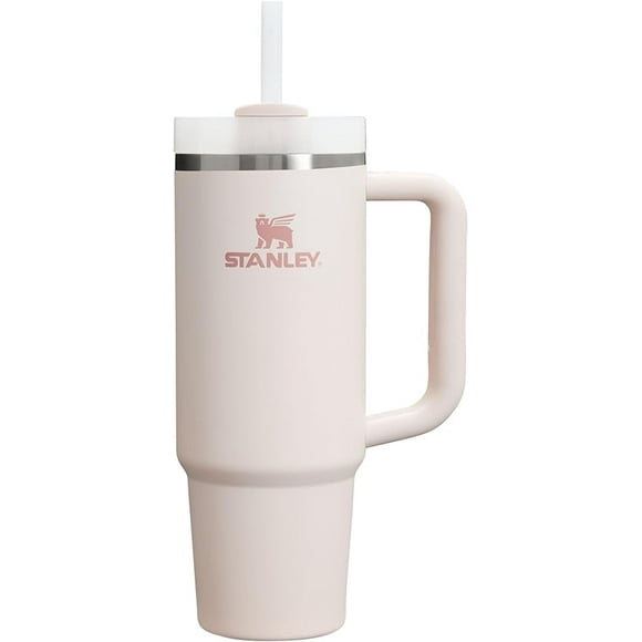 Stanley Quencher H2.0 FlowState - Vaso aislado al aspiradora de acero inoxidable con tapa y popote 30 Oz Rosa Palo