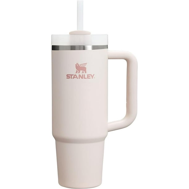 Stanley Quencher H2.0 FlowState - Vaso aislado al aspiradora de acero inoxidable con tapa y popote 30 Oz Rosa Palo
