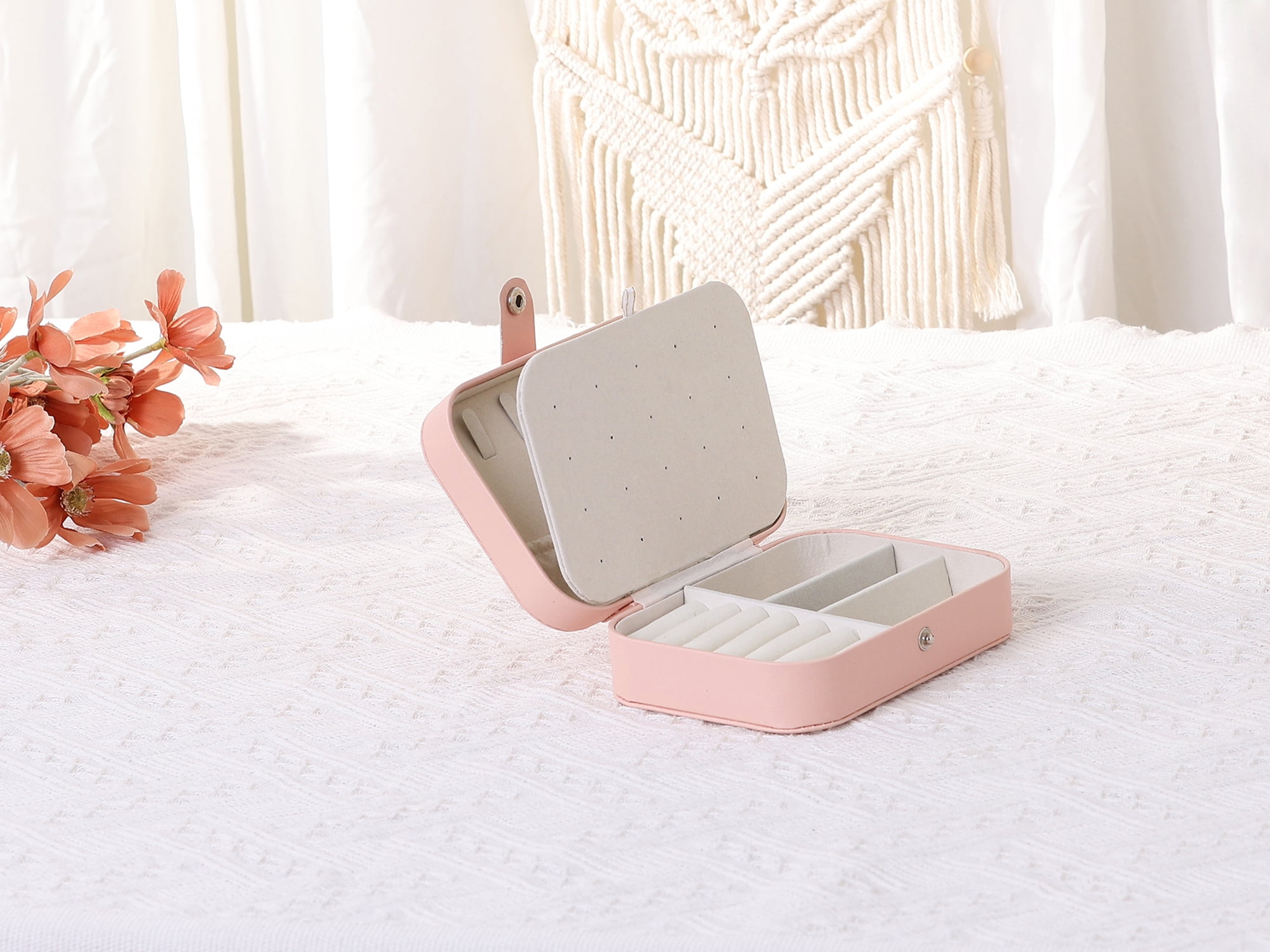 Unique Bargains Jewelry Box Small PU Leather Jewelry Organizer Case Storage Display Holder Pattern A