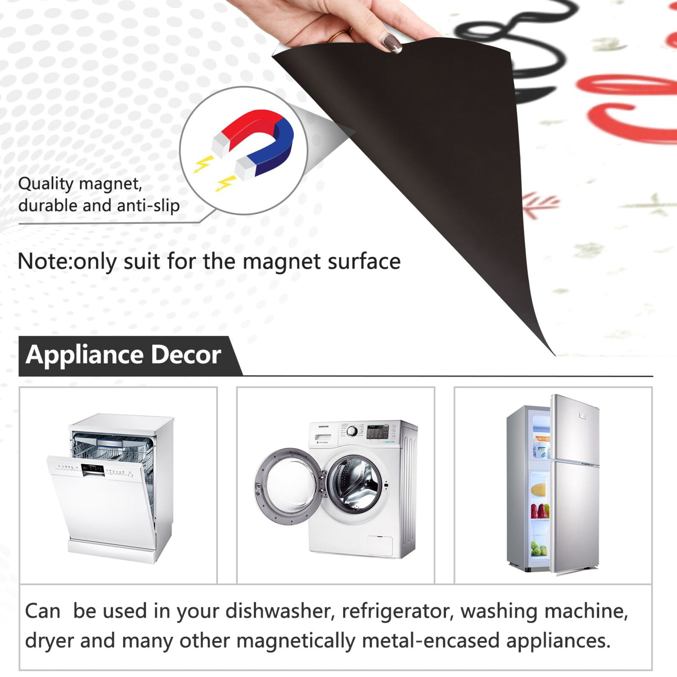 Dishwasher Magnetic Sticker 23x26 Inch Refrigerator Magnetic Sticker Washing Machine Magnetic Sticker Kitchen Panel Magnetic Sticker Home Decor Christmas Smiling Deer Picture