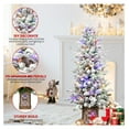 thumbnail image 4 of 4FT Flocked Christmas Tree with Multicolour LED Lights, 396 Tips, Glitter Base, 100 Lights, PE/PVC Tips with Pine Cones – Light-Up Colorful Basin, Easy Assembly Holiday Decor, 4 of 9