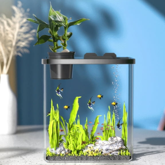2.5 Gallon Portable LED Mini Aquarium Kit with Filter – Low-Maintenance Fish Tank for Bettas, Goldfish & Shrimp – Perfect for Home & Office