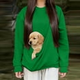thumbnail image 2 of Oksale Womens Cat Dog Pouch Fleece Sweatshirts with No Hood Pet Carrier Kangaroo Pouch Pullover Loose Long Sleeve Shirts Soft Warm Winter Tops Green XXL, 2 of 6