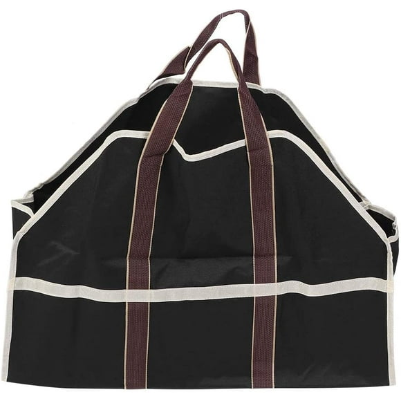 Large Capacity Firewood Log Carrier Wood Carry Tote Bag for Outdoor Garden Fireplace Groceries Black
