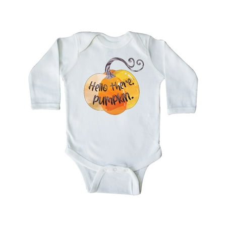 

Inktastic Fall Hello there Pumpkin Gift Baby Boy or Baby Girl Long Sleeve Bodysuit
