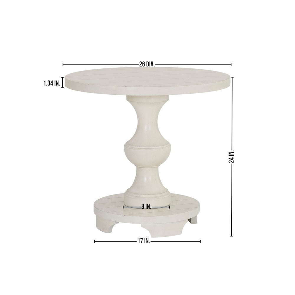 Roundhill Furniture Caesar Traditional Round Pedestal End Table, White