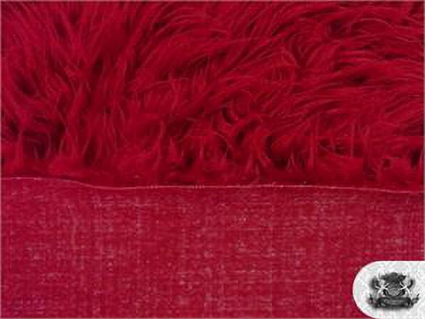 Faux Fake Fur Mongolian Fabric Sold by the Yard (DARK RED)