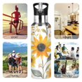 thumbnail image 7 of Yayeee 20oz Insulated Water Bottle Double Wall Stainless Steel with Flip Straw Lid, White Watercolor Sunflowers, 7 of 7