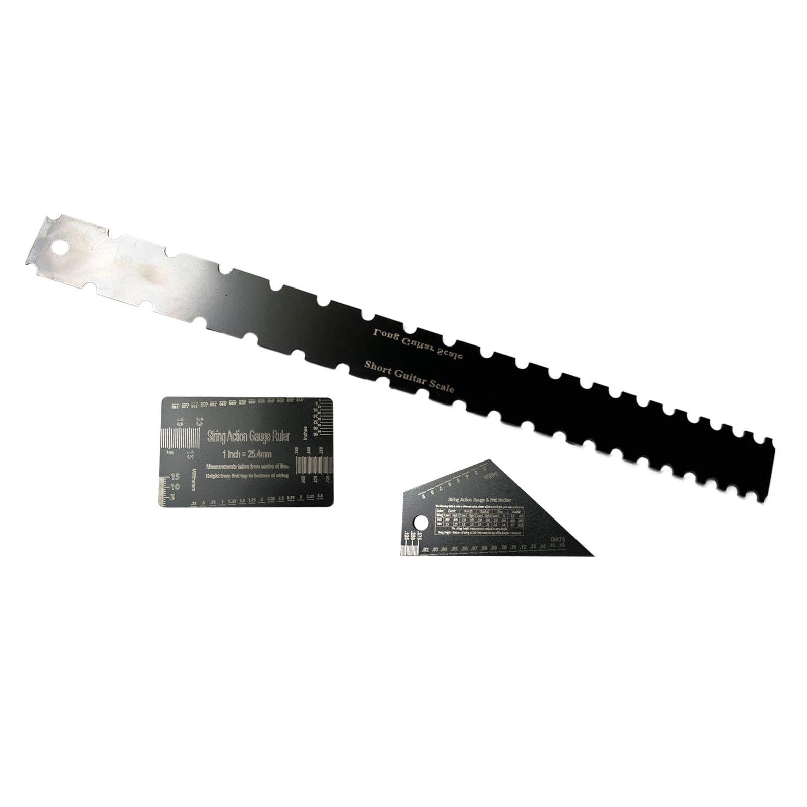 QccHieUs 3 Pieces Electric Guitar Neck Notched Straight Ruler String Actions Gauge Ruler