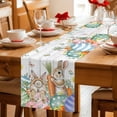 thumbnail image 5 of Spring Easter Table Runner 72 Inches, Bunny Eggs Floral Leaves Farm Wooden Grain Bed Runner Dresser Scarves Tabletop for Indoor Outdoor Parties/Ceremony/Banquet, 18" x 72", 5 of 8
