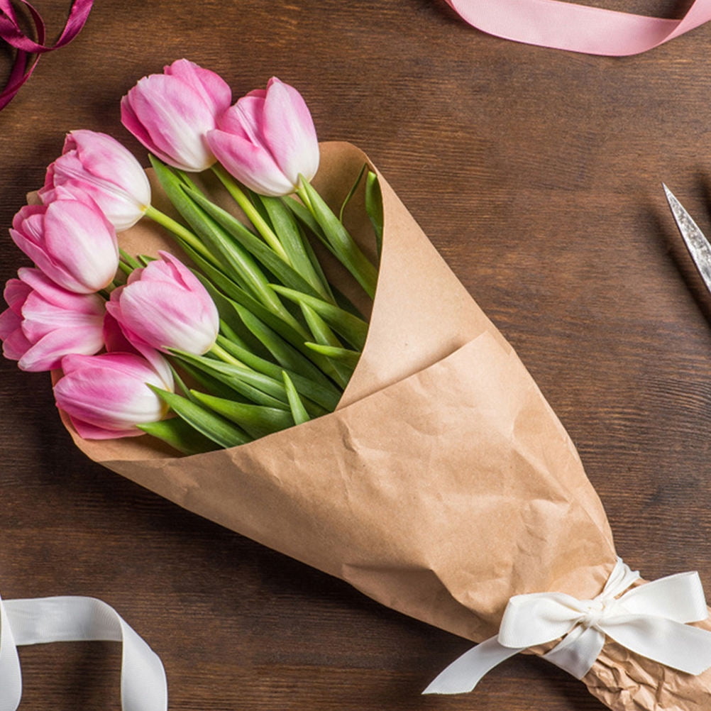 Moluckfu 2-Pack Flower Wrapping Kraft Paper Rolls for Crafts, Multipurpose Floral Bouquet Wrap