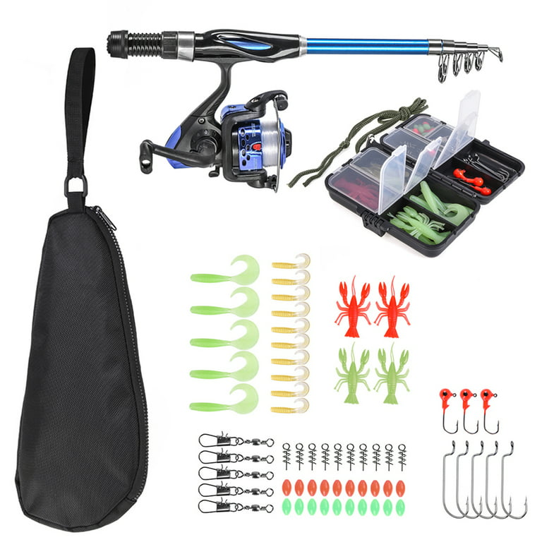 Blusea Kids Fishing Rod and Reel Combo Full Kit,Telescopic Fishing Rod  Spinning Reel Set