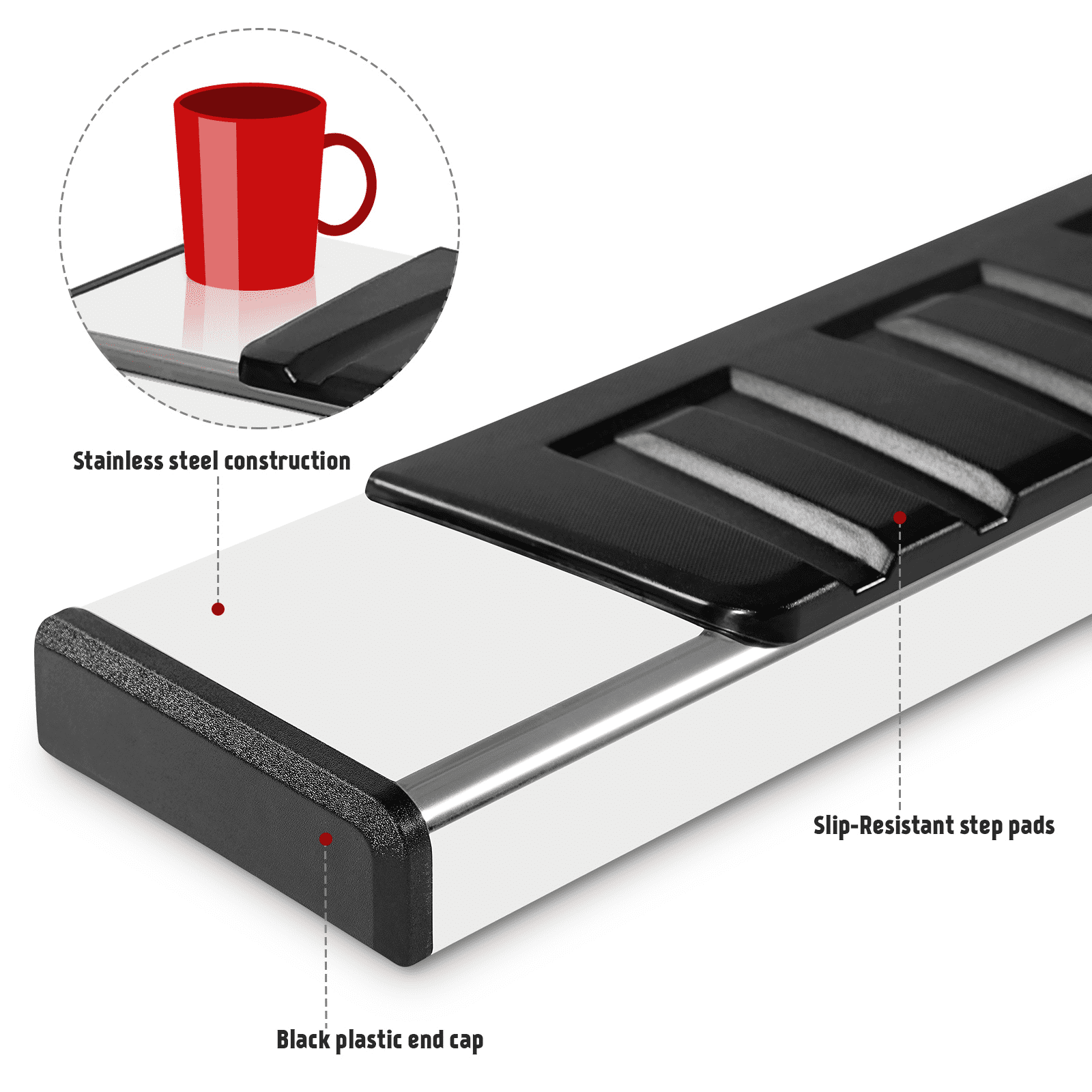 TPA 6 inch Running Boards Fit for 2022-2025 Toyota Tundra Crew Max Cab Side Step Nerf Bar Mirror Stainless Steel