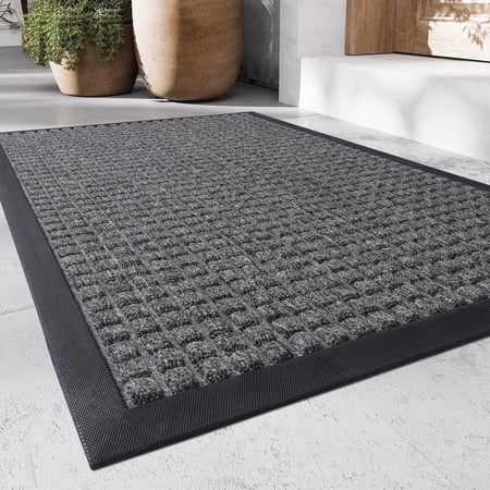 Condition photo showing New/Like New for sixhome outdoor mat non slip doormat 24 x35.5 front door mat outside absorbent rubber welcome mat low profile dirt trapper indoor outdoor doormat thicken checker entryway rug floor mat gray