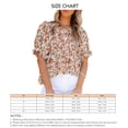 thumbnail image 4 of Camiseta de manga corta abullonada con estampado floral, cuello redondo, top informal de verano para mujer - XXL colorido, 4 of 4