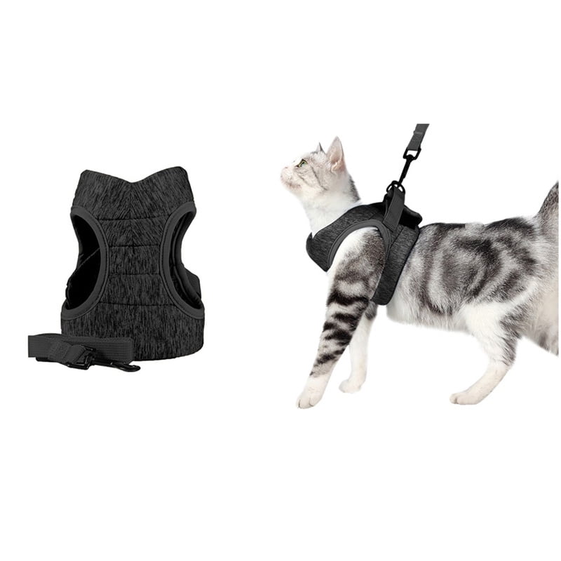 Cat Harness and Leash Set Escape Proof Kitten Harness Adjustable Cat Vest Harness with Reflective Trim Universal Cat Leash and Harness for Cats/Puppies Outdoor Walking 