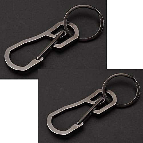 Alsmiley Carabiner Clip Retractable Ring Set Titanium KeyChain Quick Release Hooks for Men Women 