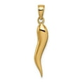 thumbnail image 4 of 14k Yellow Gold Solid Polished Large Size 3-D Italian Horn Charm Pendant, 4 of 4