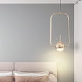 thumbnail image 2 of DENEST 10W Rectangle Pendant Lamp, Gold, Warm Light, 2800-3200K, Chain Length Adjustable LED Light Fixture for Dinning Room, 2 of 11