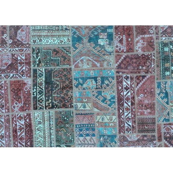 Ahgly Company Indoor Rectangle Patchwork Light Blue Transitional Area Rugs, 2' x 3'