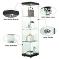 thumbnail image 6 of 64.5" 4-Shelf Case Glass Curio Cabinet Black, Corner Display Cabinet with Glass Door, 4Unites, Floor Standing Collection Display Case for Living Room Bedroom Home Office, 6 of 9