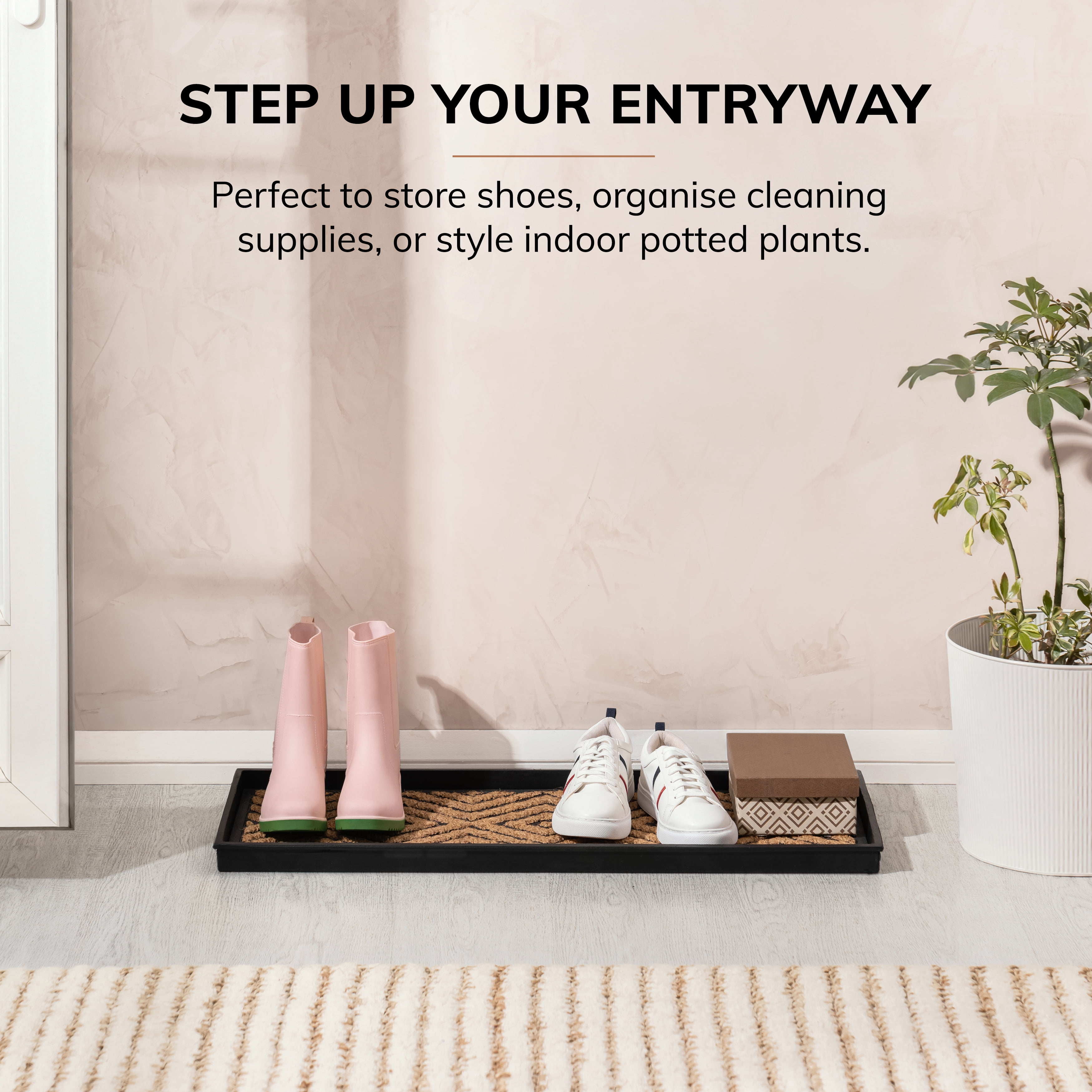 Natural & Recycled Rubber Boot Tray with Diamond Coir and Rubber Insert