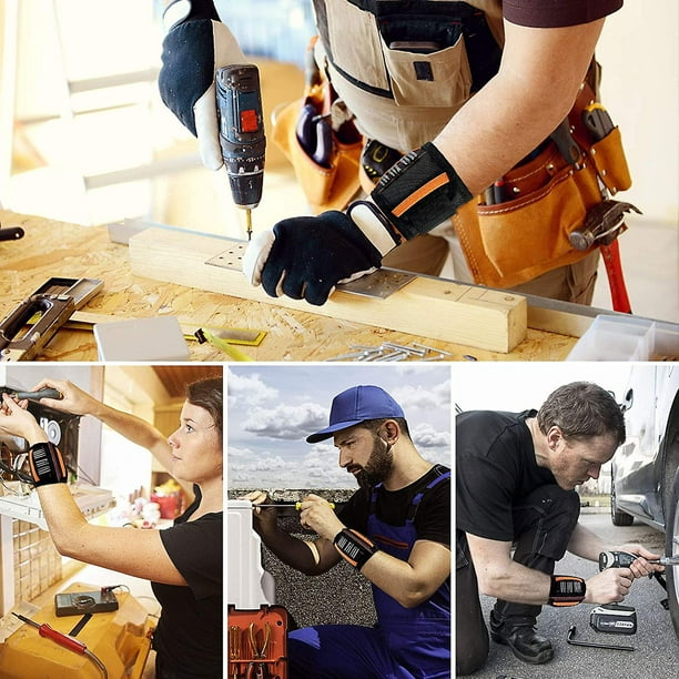 Pulsera magnética, herramienta de imanes fuertes, regalos con 15 imanes para sujetar tornillos/clavos/brocas, herramienta de bricolaje, cinturón, herramientas de carpintero esquí esquí Gafas de esquí