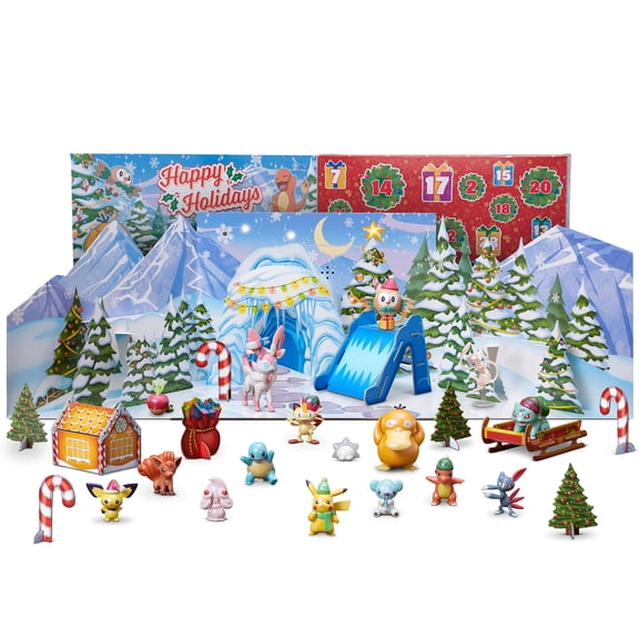 Calendario navideño Pokémon Deluxe con 15 figuras de batalla de 5 cm