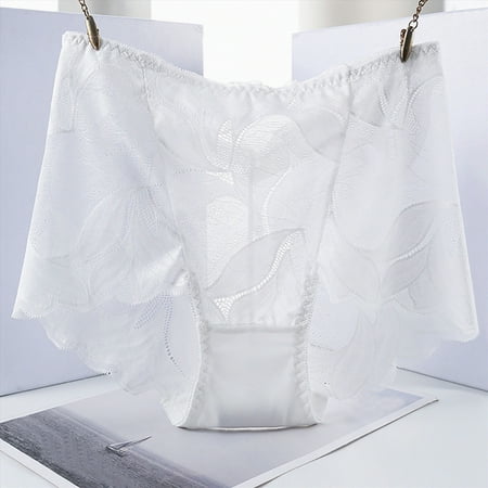 Meiodtion Underwear for Women Seamless High Waist Comfort Panties Waistband Thong Elastic No Show Panty  White  L