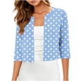 thumbnail image 2 of LEKWK Lightweight Cardigans for Women Loose Fit 3/4 Sleeve Polka Dot Cropped Tops 3/4 Sleeve Open Front Comfy Shrugs Fashion Daily Outfits for Dresses, 2 of 7