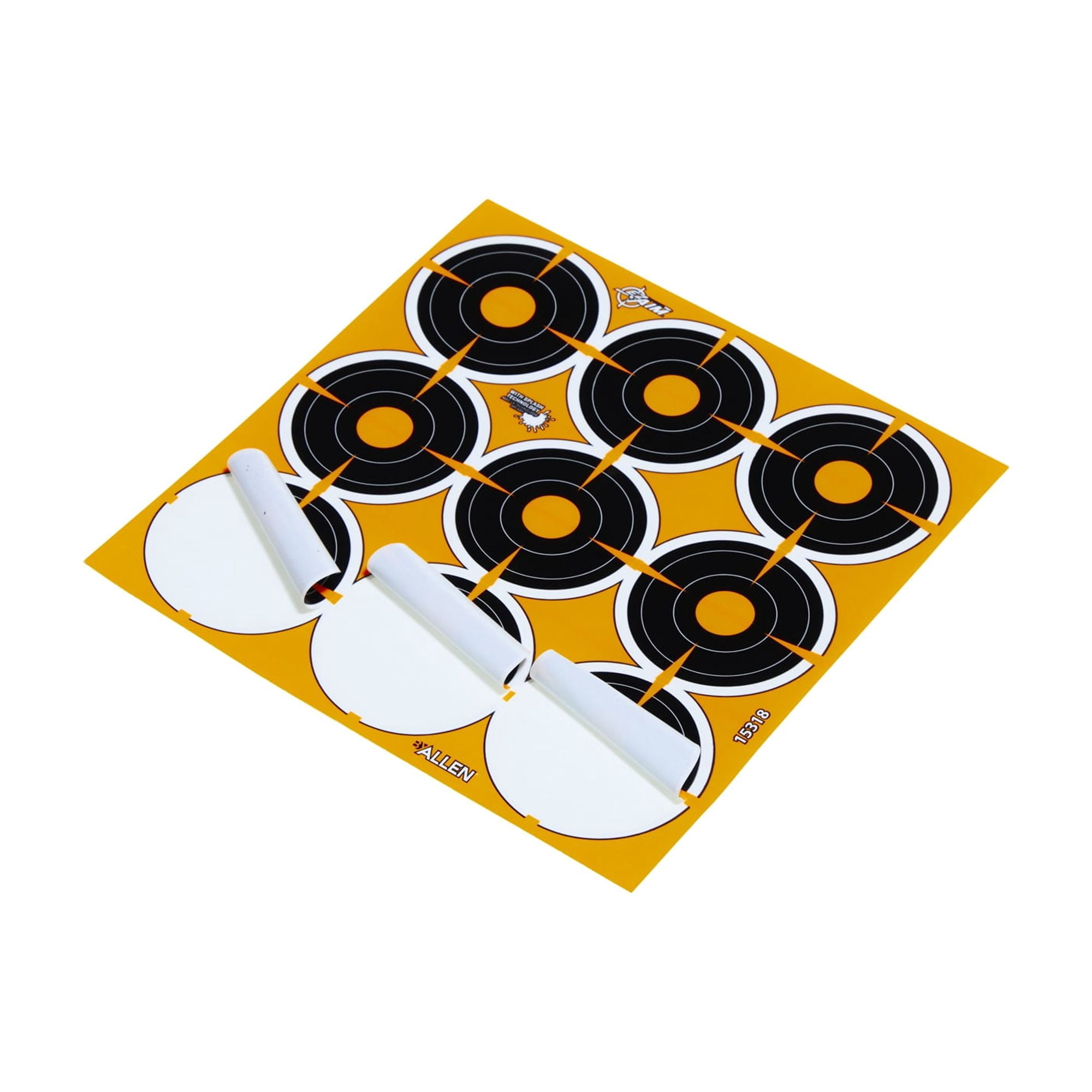 Ez Aim Adhesive Splash Reactive Paper Shooting Targets, 2 In Bullseye, 9-Targets Per Sheet, 12 Ct, Black, 2 Pack