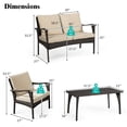 thumbnail image 2 of Costway 4PCS Patio Rotin Osier Meubles Ensemble Coussiné Canapé Canapé Table Basse Brun, 2 of 10