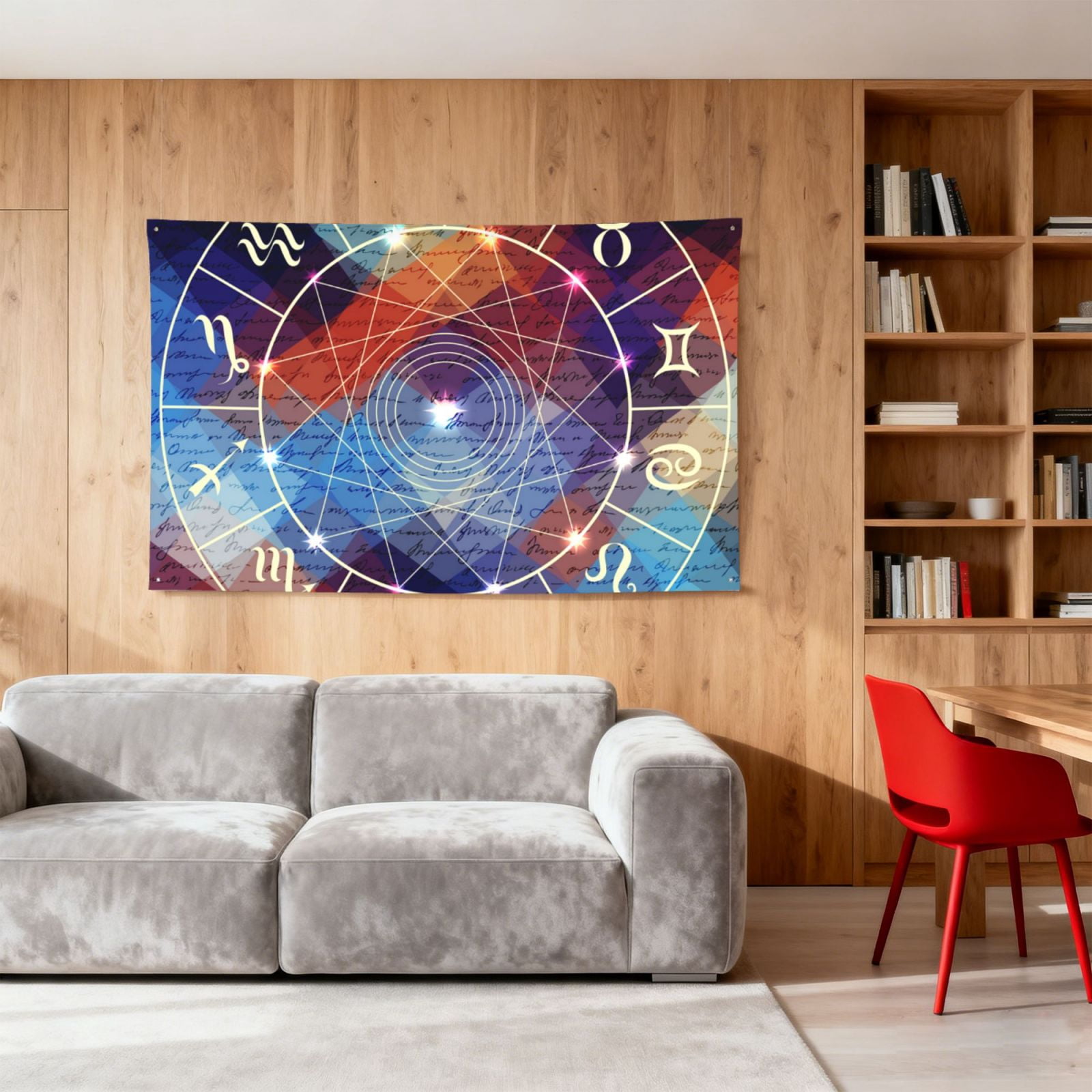 Magic Circle With Zodiacs Sign Four Hole Decorated Banner Flag for Garden Yard Home Decoration Indoor Outdoor 4x6 Ft