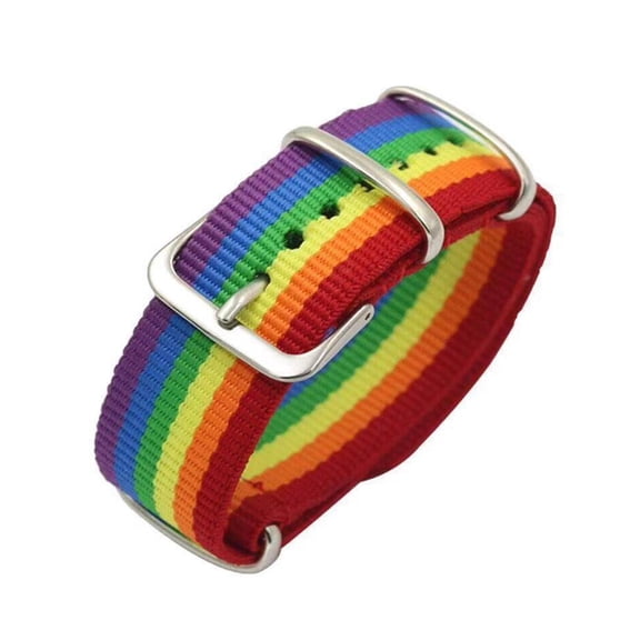 Osdhezcn Fashion Rainbow Stripe Canvas Woven Bracelet Nylon Watch Bands Lovers Bracelets Surprise Gifts for Boyfriend Girlfriend