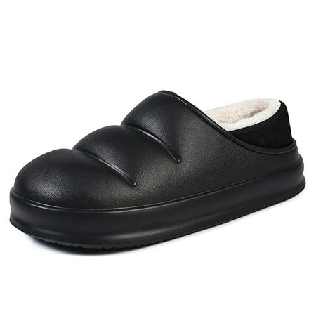 

Winter Waterproof Plush Slippers EVA Comfortable Warm Lining Thick Cotton Shoes Mules & Clogs Suitable for Men and Women Outdoor Garden Non-Slip and Cold-Proof Slippers