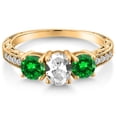 thumbnail image 3 of Gem Stone King 2.80 Ct White Created Sapphire Green Created Emerald 18K Yellow Gold Plated Silver Ring (Size 5), 3 of 6