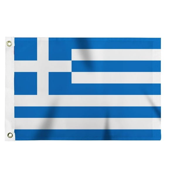 TRAHOO-Greece Flag 12x18 inches for Boat, Vivid Color Small Greek Flags with 2 Brass Grommets Nautical Outdoor