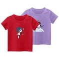 thumbnail image 1 of Tauxra T-Shirts à Manches Courtes pour Garçons et Filles, Lot de 2, pour Enfants de 3 à 14 Ans, Mélange de Coton, Col Ras du Cou, Hauts d'Été, T-Shirts Graphiques Doux pour Jeunes, Ensemble Multicolore, Tenue Décontractée pour Jouer, 1 of 2