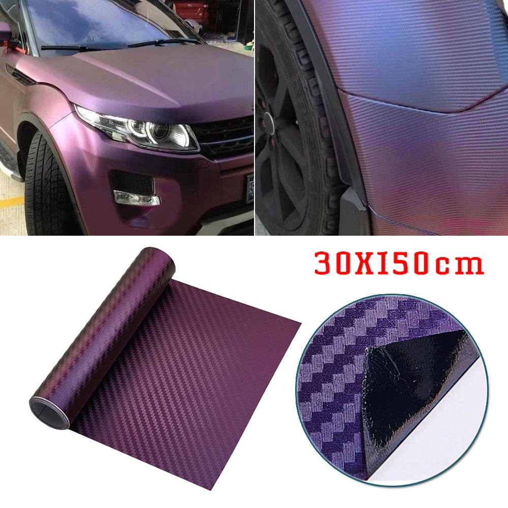 36" x 60" In Vinyl Wrap Bubble Free Air Release 3D Purple Carbon Fiber Matte 