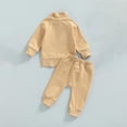 thumbnail image 4 of SGFCWSX Girls 2 Piece Set Toddler Winter Outfits High Neck Shirt and Drawstring Pants Sets Khaki Size 18 Months, 4 of 4