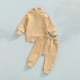 thumbnail image 4 of Odeerbi 3M-3Y Niños Niñas Algodón Conjuntos Manga Larga Cremallera Cuello Moño Sudadera Pantalones Jogger Conjunto Dos Piezas, 4 of 5