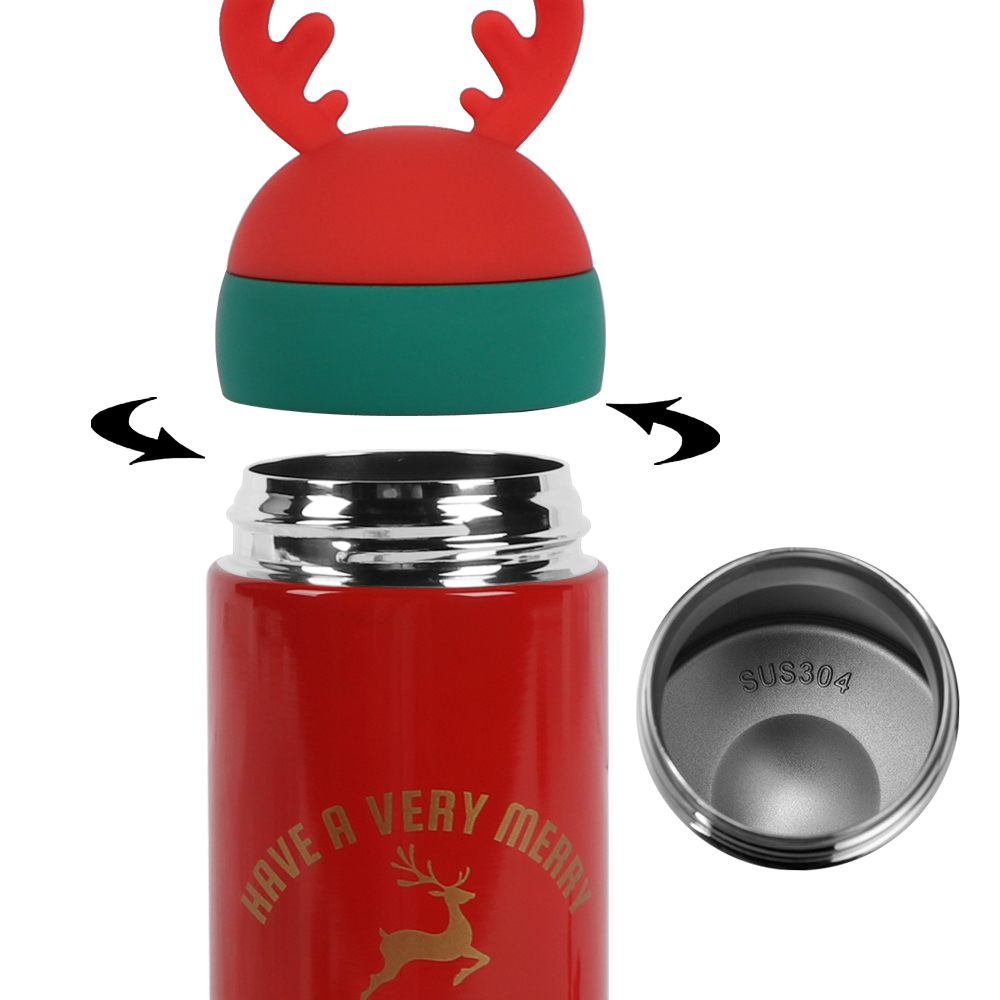 BIGTREE Holiday Christmas Red Insulated Stainless Steel Water Bottle Hot Cold Thermos for Adult - image 3 of 7