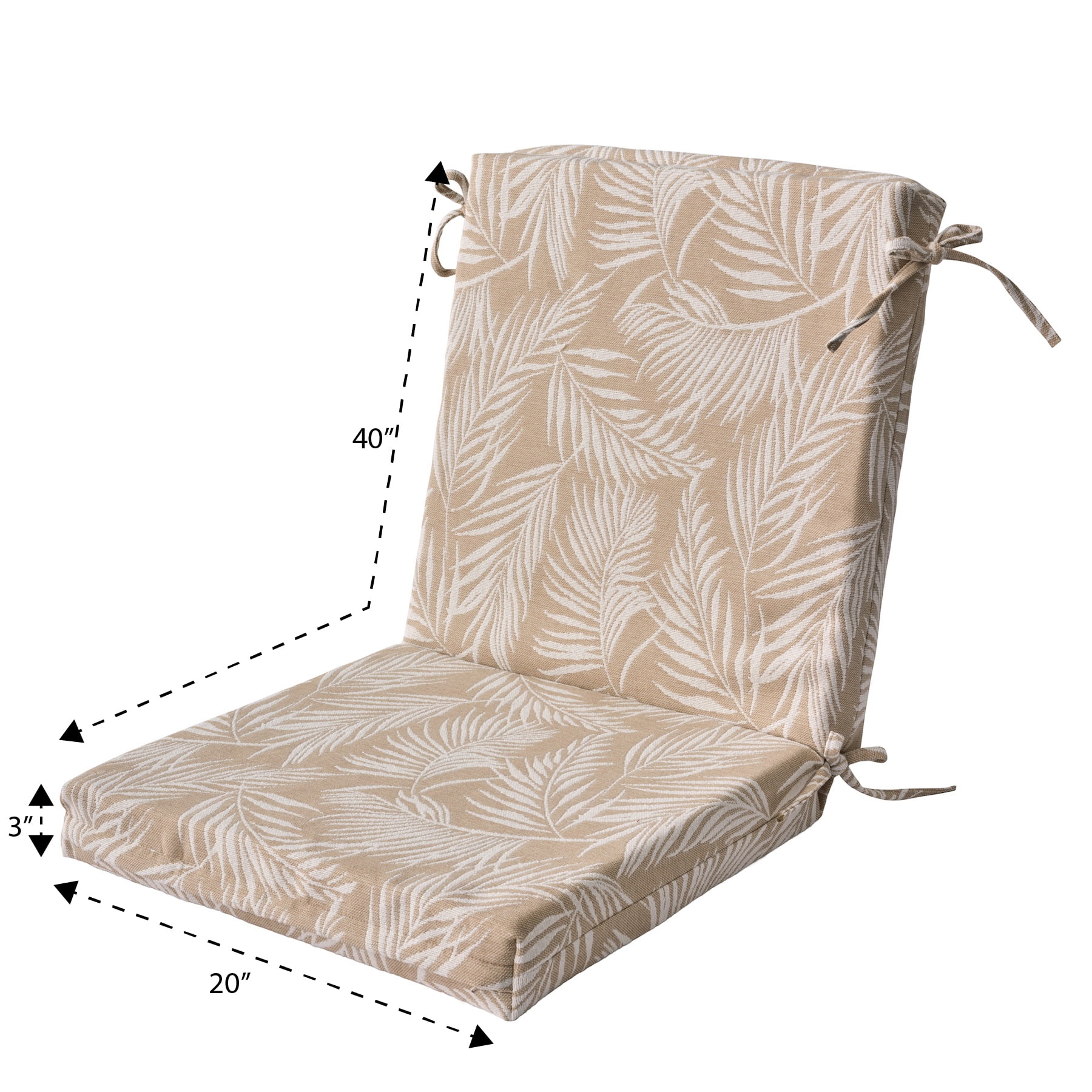 Better Homes & Gardens 44 in x 20 in Outdoor Chair Seat Cushion, 1-Piece, Palm Tan