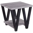 thumbnail image 1 of Benzara BM184945 Zig-zag Contemporary Solid Wooden End Table With Bottom Shelf, Gray And Black, 1 of 4