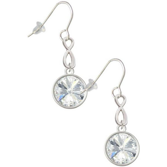 Delight Jewelry 12mm Crystal Rivoli - Clear Silver tone Infinity French Earrings
