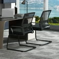 thumbnail image 2 of Giantex Office Mesh Chair, Upholstered Guest Conference Chair w/ Lumbar Support Ergonomic Backrest, Metal Frame Sled Base Reception Room Chair, Executive Chair, 2 of 8