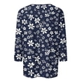 thumbnail image 4 of Wanfds Hauts de Mode Bleus pour Femmes Col Rond Manches Trois-Quarts m, 4 of 5