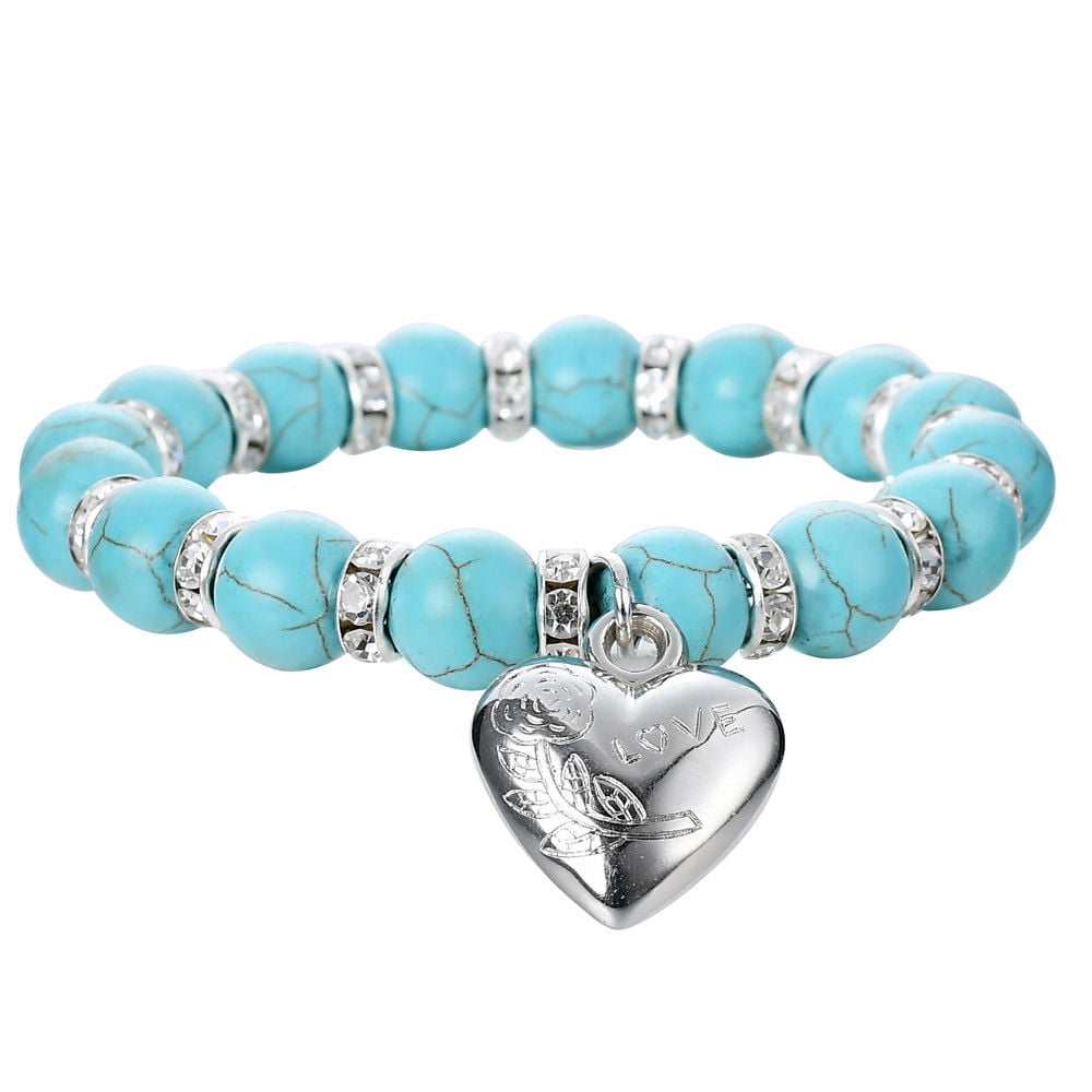 Turquoise Heart Crystal Bracelet
