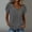 Gray, variant on Women's Summer Faux Linen Double Wrinkle Pullover Top, Solid Color Petal Sleeve Button Casual Blouse Black S
